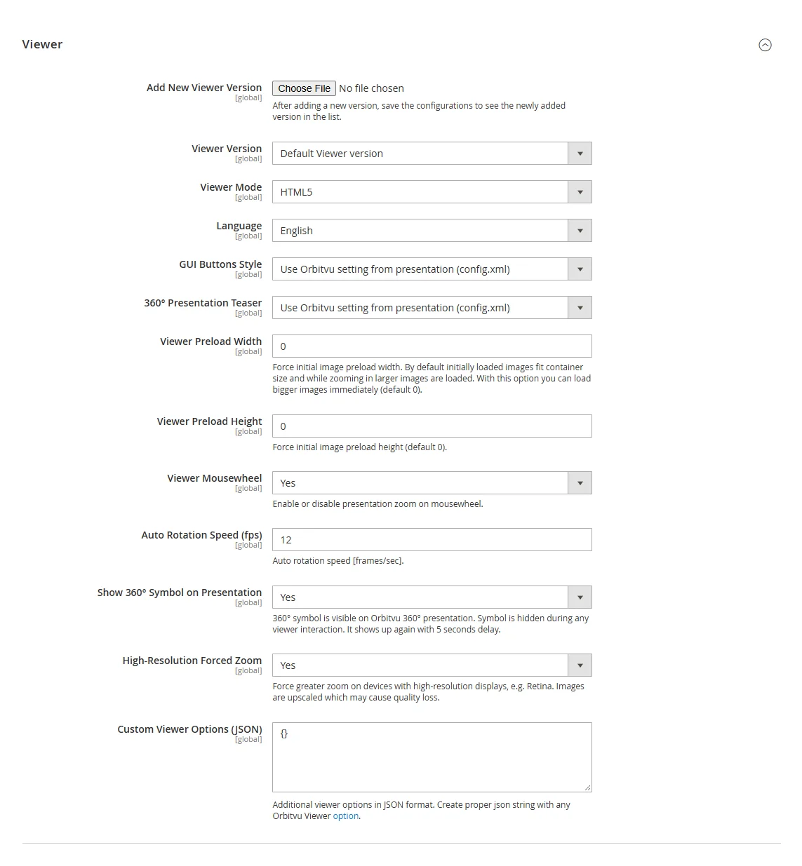 Viewer settings