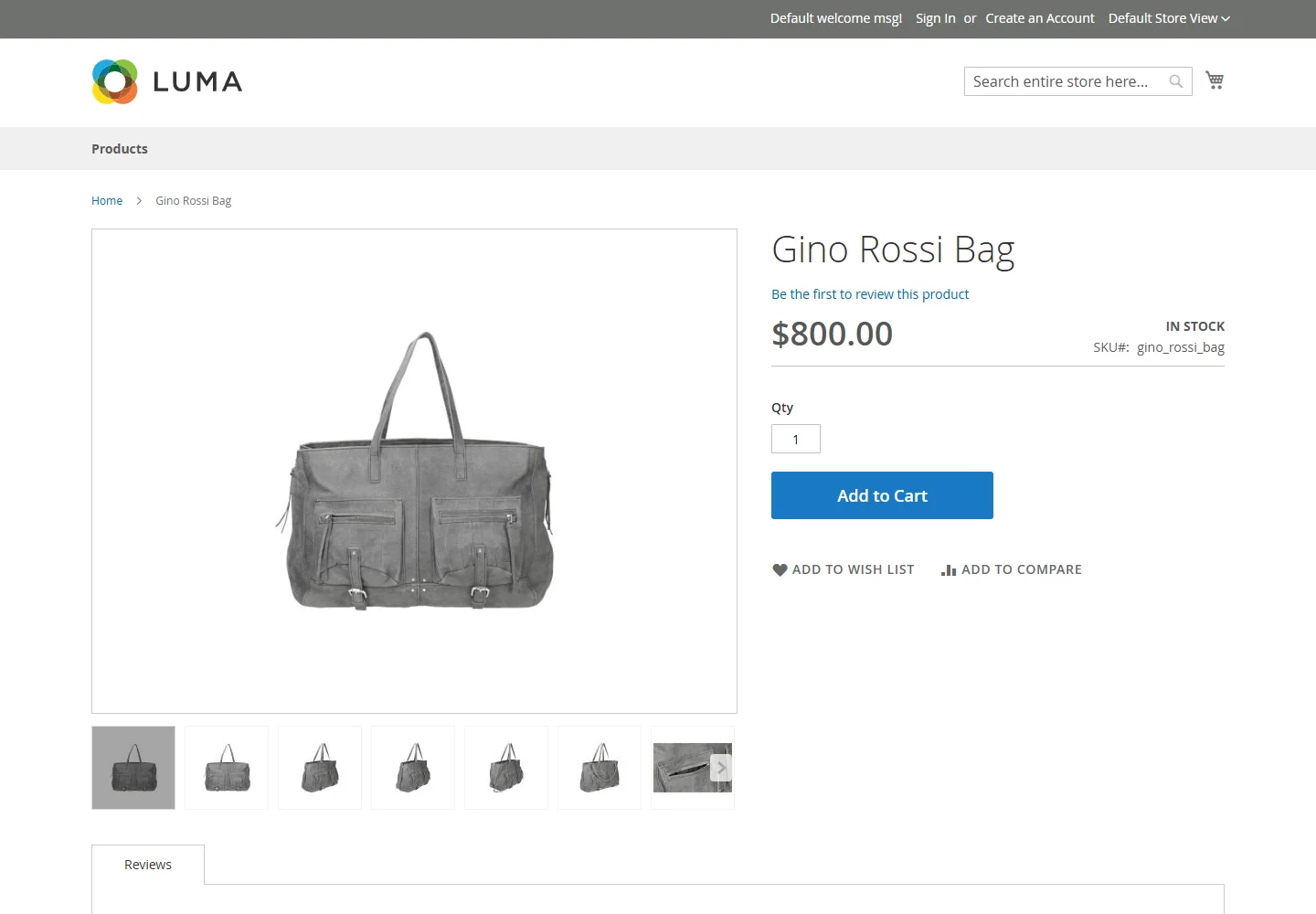 Strona produktu z galerią Orbitvu (motyw Luma)