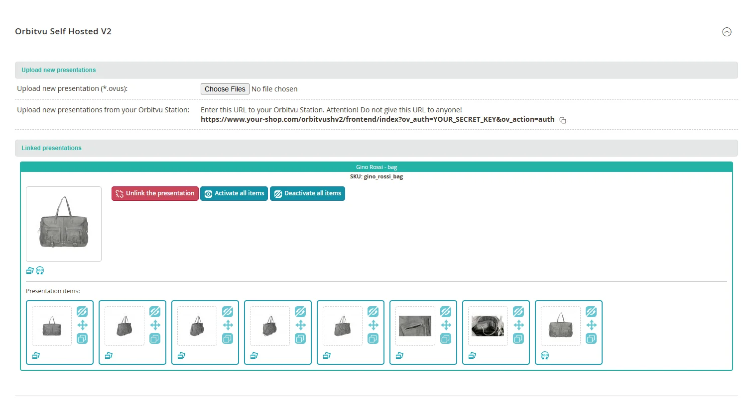 Linked presentation and its items